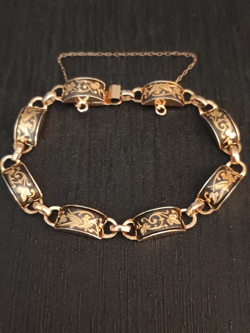 Vintage Damascene Decorative Link Bracelet - Women's Fashion Jewelry
